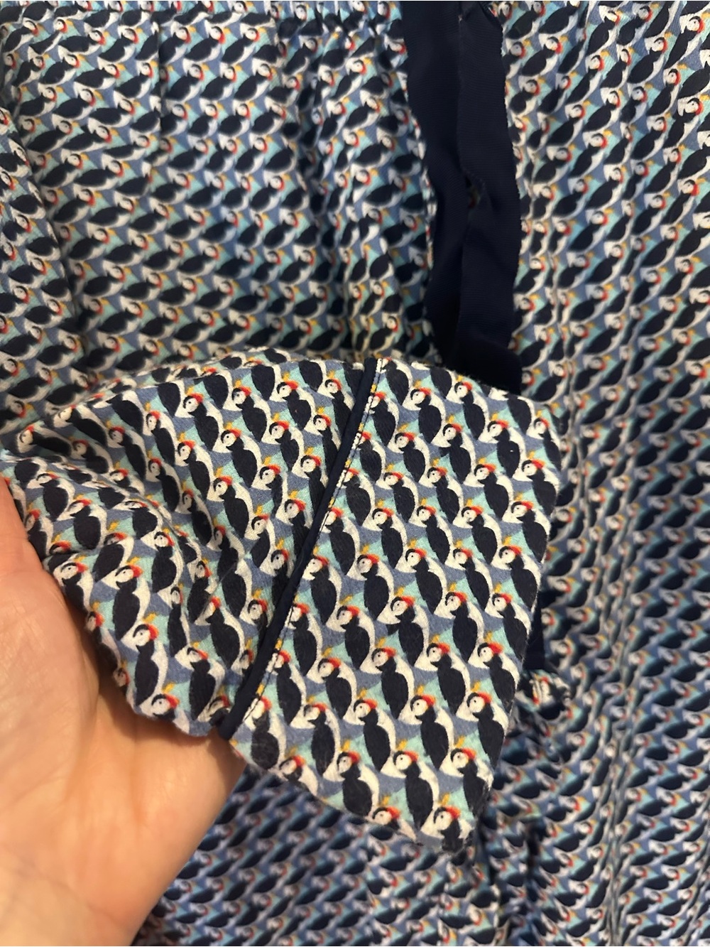 Lands' End Navy and White puffin cotton blend Patterned Women's Pajama Set - Picture 5 of 5